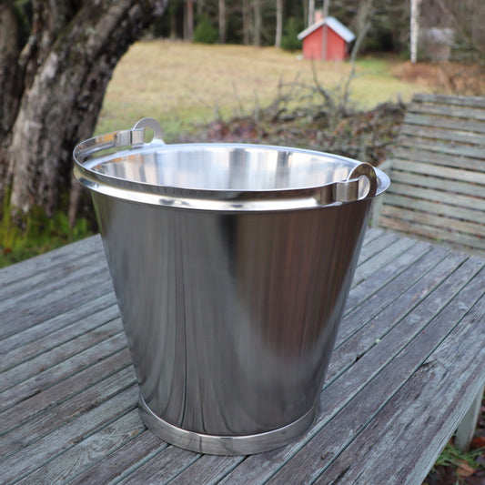 Haponkestävä teräsämpäri pohjarenkaalla, 12 l